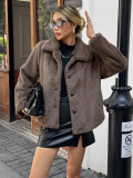 Women French Style Holidays Long-Sleeve Furry Coat