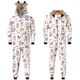 Christmas Family Wear Hooded Printed Casual Jumpsuit Loungewear