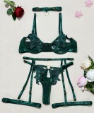 Christmas Women Hollow-Out Lace Sexy Lingerie Two-Piece Set