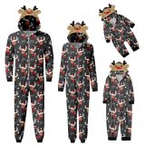 Christmas Family Wear Hooded Printed Casual Jumpsuit Loungewear