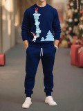 Men's Christmas Printed Top and Pant Two-Piece Set
