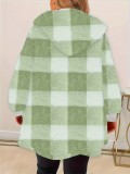 Women's Fashion Plaid Loose Hooded Coat