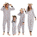 Christmas Autumn & Winter Family Wear Hooded Printed Jumpsuit