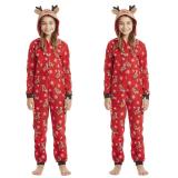 Christmas Family Wear Hooded Printed Jumpsuit Loungewear