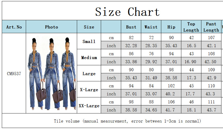 Autumn Women's Fashion Sexy Stretch Multi-Pocket Washed Denim Casual Pants Set