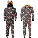 Christmas Family Wear Hooded Printed Casual Jumpsuit Loungewear