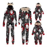Christmas Family Wear Hooded Printed Casual Jumpsuit Loungewear