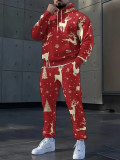 Men's Christmas Printed Top and Pant Two-Piece Set