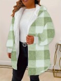 Women's Fashion Plaid Loose Hooded Coat