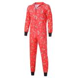 Christmas Family Wear Hooded Printed Jumpsuit Loungewear