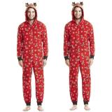 Christmas Family Wear Hooded Printed Jumpsuit Loungewear