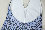 Women's Leopard Print Fashion Slightly Transparent Halter Neck U-Neck Jumpsuit