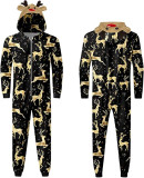 Christmas Family Wear Hooded Printed Casual Jumpsuit Loungewear