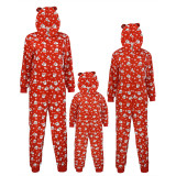 Christmas Family Wear Hooded Santa Print Jumpsuit Loungewear
