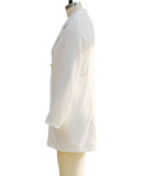 Autumn Winter Women's Solid Color Long Sleeve Turndown Collar Double Breasted Dress