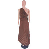 Women Sexy One-Shoulder Ruched Dress