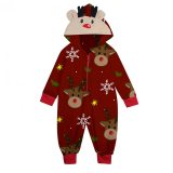 Christmas Family Wear Hooded Printed Casual Jumpsuit Loungewear