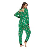 Christmas Autumn & Winter Family Wear Hooded Printed Jumpsuit