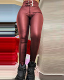 Women Black Casual Zipper Long Pants