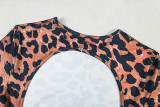 Women's Style Print Street Career Leopard Print Slim Fit Short Sleeve Jumpsuit