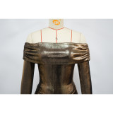 Women's Sexy Off Shoulder Slim Fit Long Sleeve Glossy Long Dress