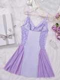 Christmas Women V-Neck Lace Camisole Nightgown Sexy Lingerie Two-Piece Set