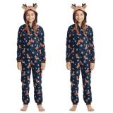 Christmas Family Wear Hooded Printed Jumpsuit Loungewear
