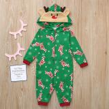 Christmas Family Wear Hooded Printed Jumpsuit Loungewear