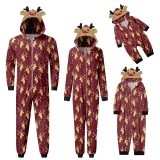 Christmas Family Wear Hooded Printed Casual Jumpsuit Loungewear