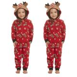 Christmas Family Wear Hooded Printed Jumpsuit Loungewear