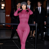 Autumn Winter Women's Fashion Long Sleeve Solid Color Patchwork Bodysuit Top and Pants Set