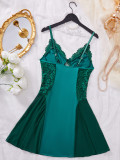 Christmas Women V-Neck Lace Camisole Nightgown Sexy Lingerie Two-Piece Set