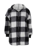 Women's Fashion Plaid Loose Hooded Coat