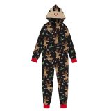 Christmas Family Wear Hooded Printed Casual Jumpsuit Loungewear