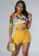 Women Sexy Printed Casual Top and Shorts Two-Piece Set