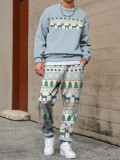 Men's Christmas Printed Top and Pant Two-Piece Set
