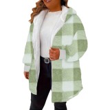 Women's Fashion Plaid Loose Hooded Coat
