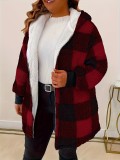 Women's Fashion Plaid Loose Hooded Coat