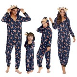 Christmas Autumn & Winter Family Wear Hooded Printed Jumpsuit