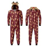 Christmas Family Wear Hooded Printed Casual Jumpsuit Loungewear