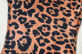 Women's Style Print Street Career Leopard Print Slim Fit Short Sleeve Jumpsuit
