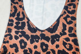 Women's Style Print Street Career Leopard Print Slim Fit Short Sleeve Jumpsuit