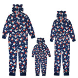 Christmas Family Wear Hooded Santa Print Jumpsuit Loungewear