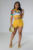 Women Sexy Printed Casual Top and Shorts Two-Piece Set
