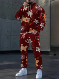 Men's Christmas Printed Top and Pant Two-Piece Set