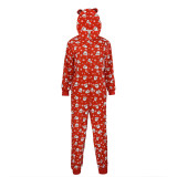 Christmas Family Wear Hooded Santa Print Jumpsuit Loungewear