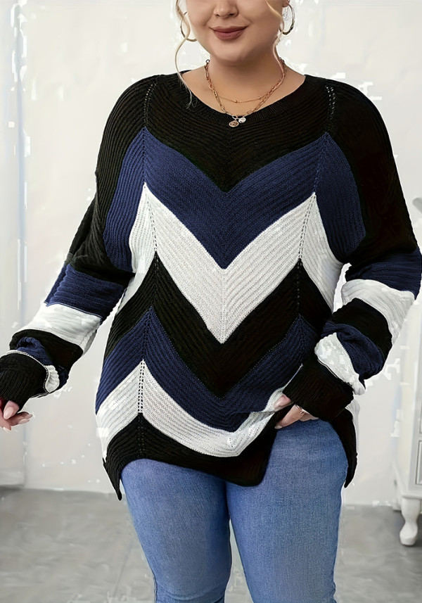 Women's Fashion Knitting Striped Sweater