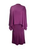 Plus Size Women's Fashion Bat Sleeves Half Zip Elegant Dress