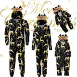 Christmas Family Wear Hooded Printed Casual Jumpsuit Loungewear