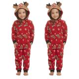 Christmas Family Wear Hooded Printed Jumpsuit Loungewear
